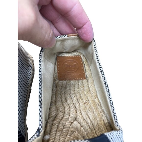 Tory Burch Womens Black white checkered espadrille flats shoes size 7M SKU 9353 - Picture 11 of 14